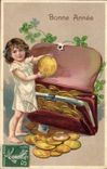 VINTAGE POSTCARD Fantasy Child Coins