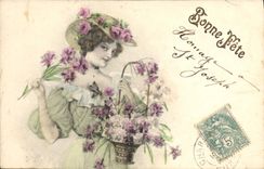 Mujer de la fantasía de la POSTAL de la VENDIMIA