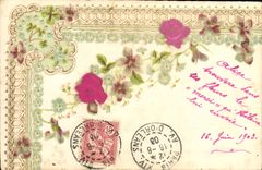 Flores de la fantasía de la POSTAL de la VENDIMIA