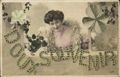 Mujer de la fantasía de la POSTAL de la VENDIMIA