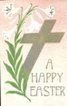 VINTAGE POSTCARD Fantasy Easter Cross Flowers