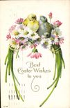 VINTAGE POSTCARD Fantasy Flowers Birds