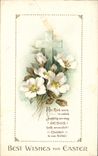 CPA Fantaisie Fleurs Croix Jesus Paques 