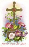CPA Fantaisie Fleurs Croix Paques 