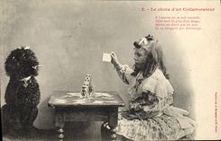 VINTAGE POSTCARD Fantasy Child the choice of a collaborator Dog