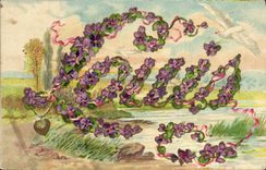 CPA Fantaisie Fleurs Prenom Louis Colombe