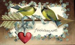 VINTAGE POSTCARD Fantasy Flowers Birds