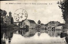CPA Moret Sur Loing L'Eglise Et Les Moulins Vue Prise Du Loing