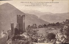 POSTAL Peille de la VENDIMIA la torre del castillo feudal viejo del De Provence de las cuentas