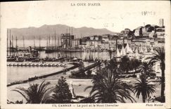 CPA Cannes Le Port Et Le Mont Chevalier bateaux