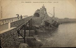 VINTAGE POSTCARD Biarritz Footbridge and rock of the virgin