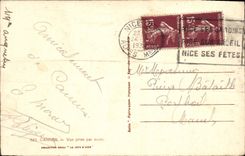 VINTAGE POSTCARD Cannes Seen from By Plane Boats