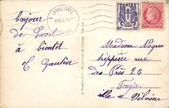 POSTAL Laval de la VENDIMIA visto de la ciudad