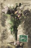 VINTAGE POSTCARD To remember Happy Flowers