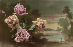 VINTAGE POSTCARD Fantasy Flowers