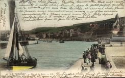 VINTAGE POSTCARD Treport Seen Of the Pier Boat