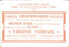 VINTAGE POSTCARD Aviation Plane a flight of Wilbur Wright has Pau Publicite Nyrdahl Elixir