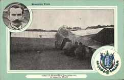 CPA Aviation Avion Monoplan Train Circuit europeen Juin Juillet 1911 Le depart de Train 