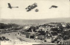 CPA Aviation Avion Grande semaine d'aviation Vue sur la Saone 