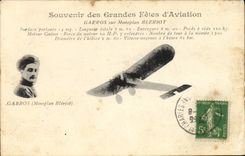 CPA Aviation Avion Souvenir des Grandes Fetes d'aviation Garros sur son monoplan Bleriot 