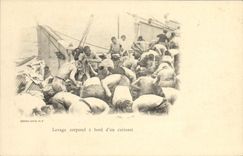 CPA Bateau Guerre Lavage corporel a bord d'un cuirasse