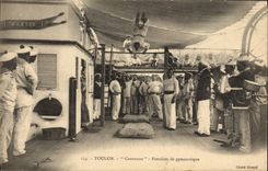 VINTAGE POSTCARD Bateau Toulon War Crowns Exercise of gymnastics