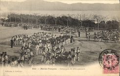 VINTAGE POSTCARD Boat War French Navy Company of unloading