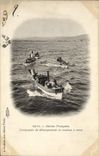 CPA Bateau Guerre Marine francaise Compagnie de debarquement se rendant a terre