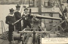 VINTAGE POSTCARD Bateau War Scenes of the life has Exercice edge of the gun