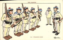 CPA Illustrateur Gervese Nos marins Premieres armes 