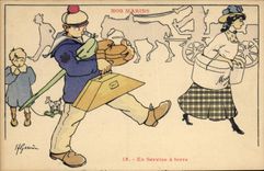 CPA Illustrateur Gervese Nos marins En service a terre