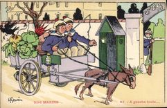 CPA Illustrateur Gervese Nos marins A gauche toute ane Mule 