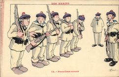 CPA Illustrateur Gervese Nos marins Premieres armes