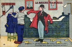 VINTAGE POSTCARD Boat War French Navy Officer