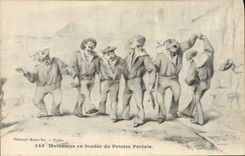 VINTAGE POSTCARD Boat War Mathurins Sailors in broadside of the Protais painter