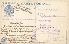 CPA Bateau Guerre vin tonique Dubonnet quinquina Fusiliers marins operant dans le Nord