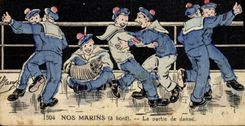 CPA Bateau Guerre Nos marins a bord La partie de danse