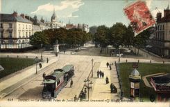 VINTAGE POSTCARD Tram Train Tours the place of the law courts Which occurred Grammont and the hotel Metropolis