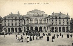 VINTAGE POSTCARD Tram Rennes Train the theater Nurses