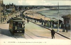 CPA Tramway Train le Havre Boulevard maritime et la nouvelle jetee