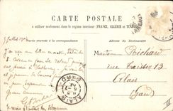 VINTAGE POSTCARD Tramway Lyon Train places Perrache taken of the exit of the station