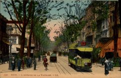 CPA Tramway Train Nice Avenue de la Victoire 
