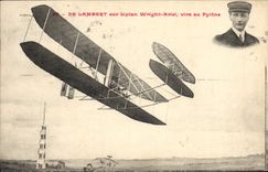 CPA Avion Aviation De lambert sur biplan Wright Ariel vire au pylone 