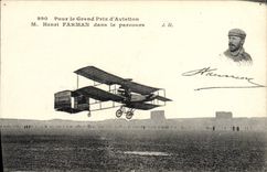 CPA Avion Aviation Grand prix d'aviation Henri Farman dans le parcours 