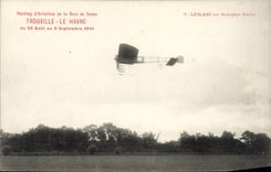 CPA Avion Aviation Meeting d'aviation de la baie de Seine Trouville Le Havre leblanc sur monoplan Bleriot 