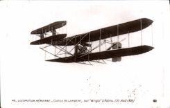 CPA Avion Aviation Comte de Lambert sur Wright a Reims 25 aout 1909