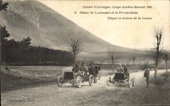 VINTAGE POSTCARD Automobile VINTAGE POSTCARD Automobile Cut Gordon Bennett July 5th, 1905 Circuit of Flat Auvergne of Laschamps Puy de Dome