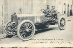 VINTAGE POSTCARD Automobile Hanriot on its 120 Bayard horses has Clement