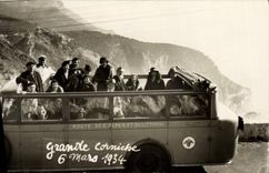 CARTE PHOTO Automobile Autobus Grande corniche 6 mars 1934