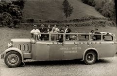 CARTE PHOTO Automobile Autobus En route pour Cauterets Pont d'Espagne 1939 Grottes de Betharram